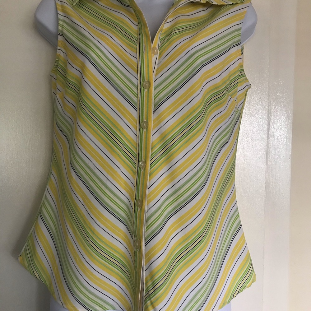 Ninety,Buttoned Blouse Size S,Multi Color Stripes - image 4